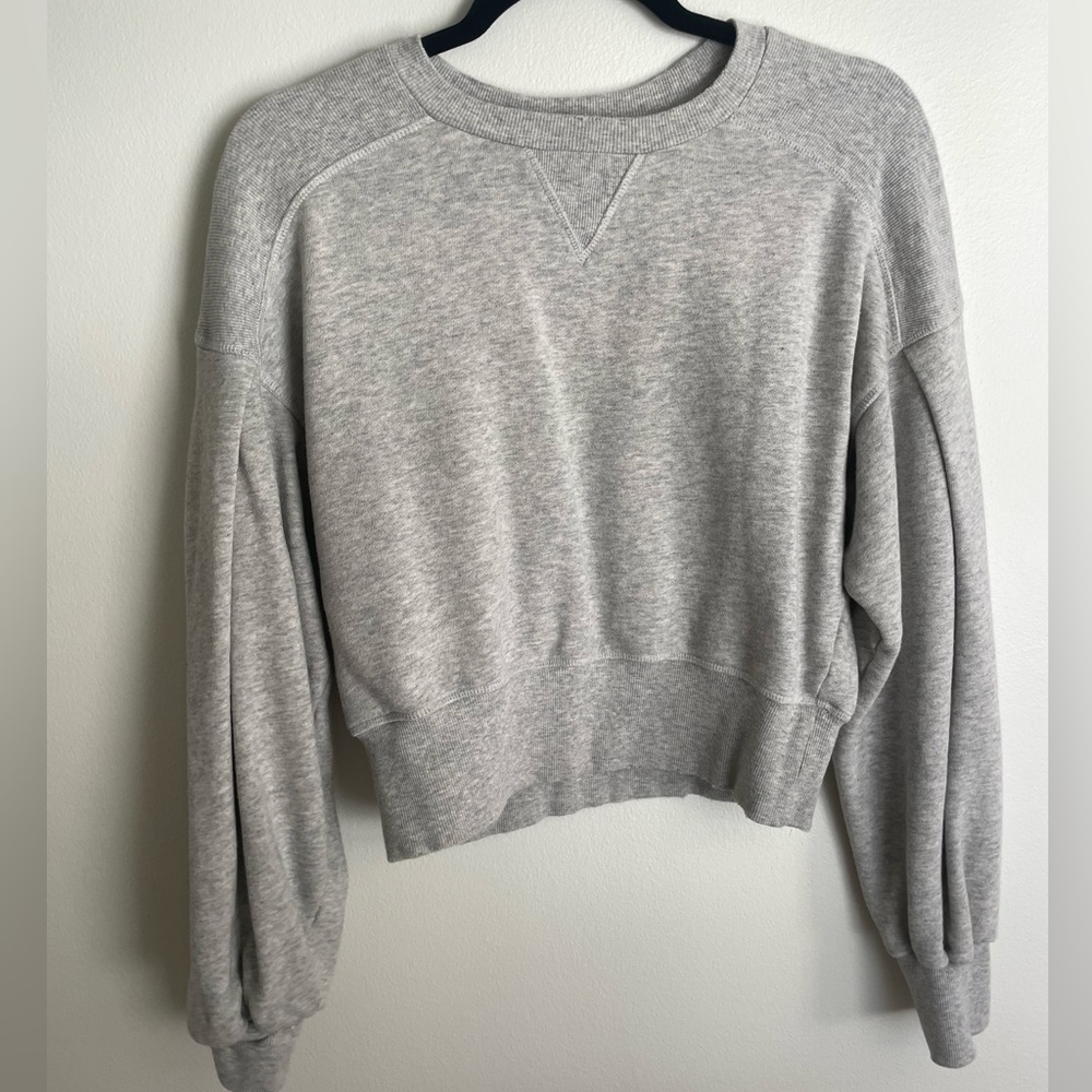 FREE PEOPLE puff sleeve grey sweater